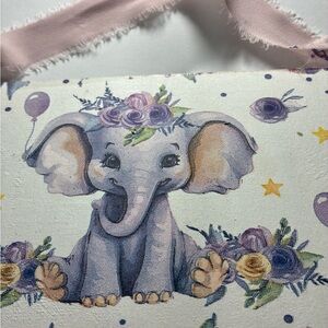 Handmade Floral Lavender elephant Wall Plaque